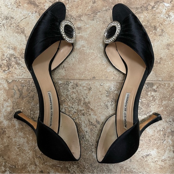Manolo Blahnik black satin Sedaraby D’Orsay heels size 39 - Picture 5 of 13